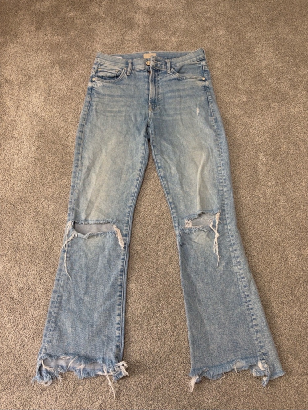 MOTHER Light Blue Distressed Women's High-Rise Jeans
